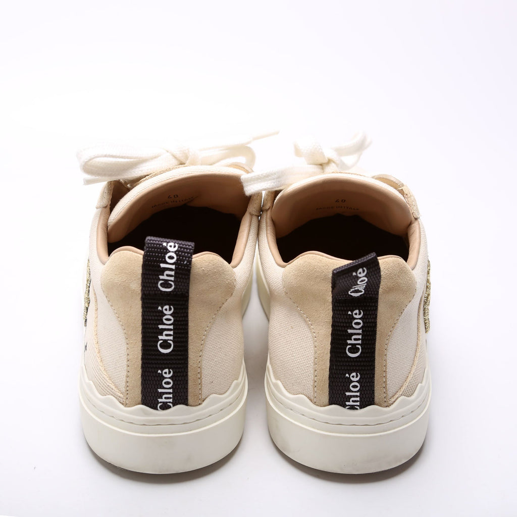 Scalloped Canvas Sneakers Size 40 Beige