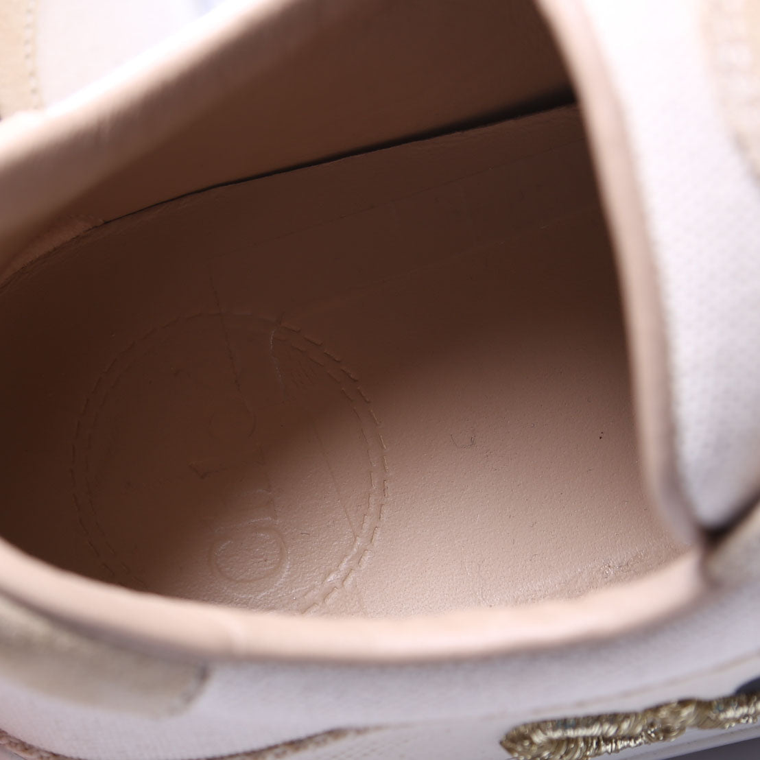 Scalloped Canvas Sneakers Size 40 Beige