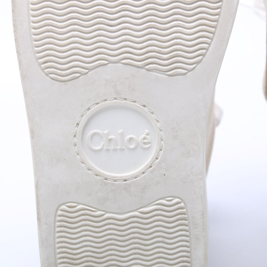 Scalloped Canvas Sneakers Size 40 Beige