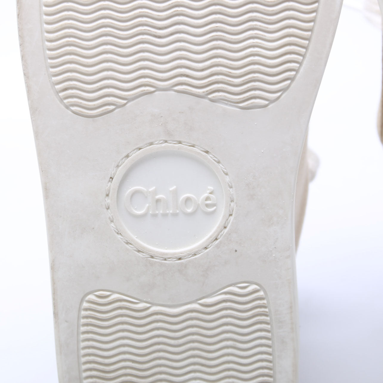 Scalloped Canvas Sneakers Size 40 Beige