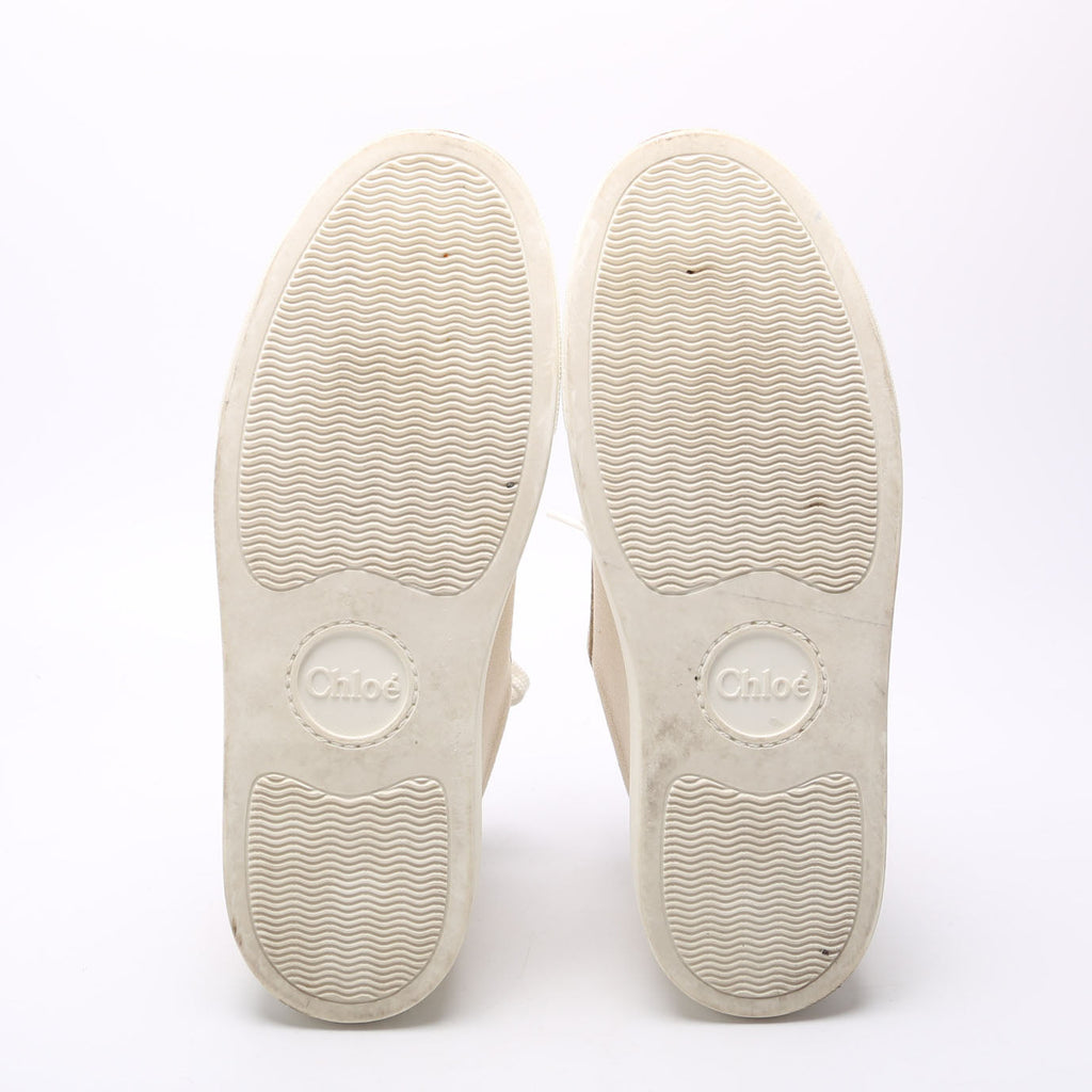 Scalloped Canvas Sneakers Size 40 Beige