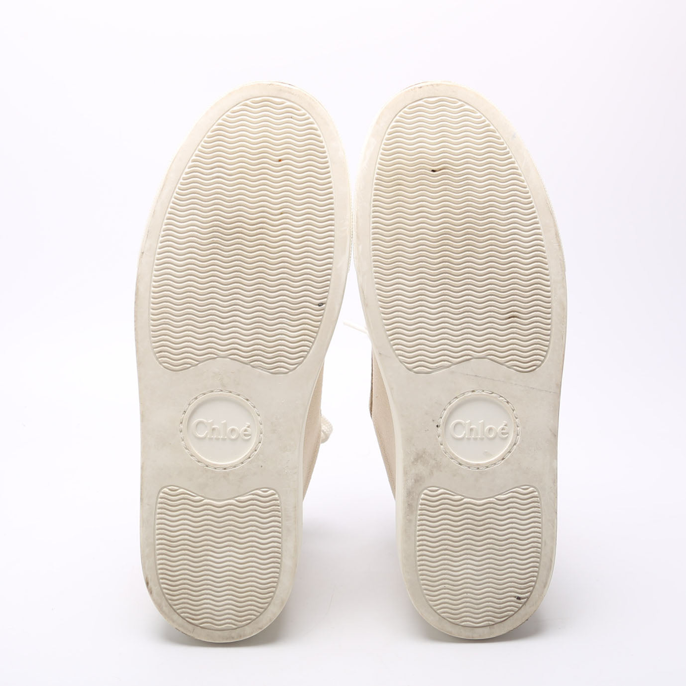Scalloped Canvas Sneakers Size 40 Beige