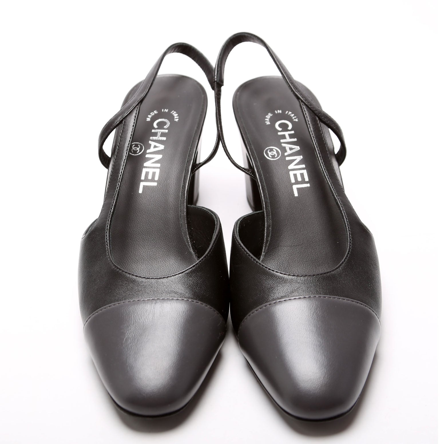 Cap Toe CC Slingback Lambskin Size 37.5 Black