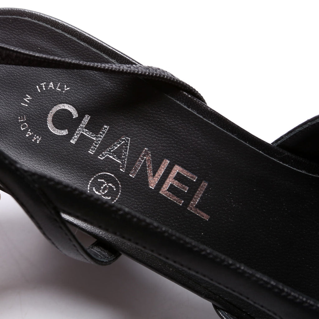 Cap Toe CC Slingback Lambskin Size 37.5 Black