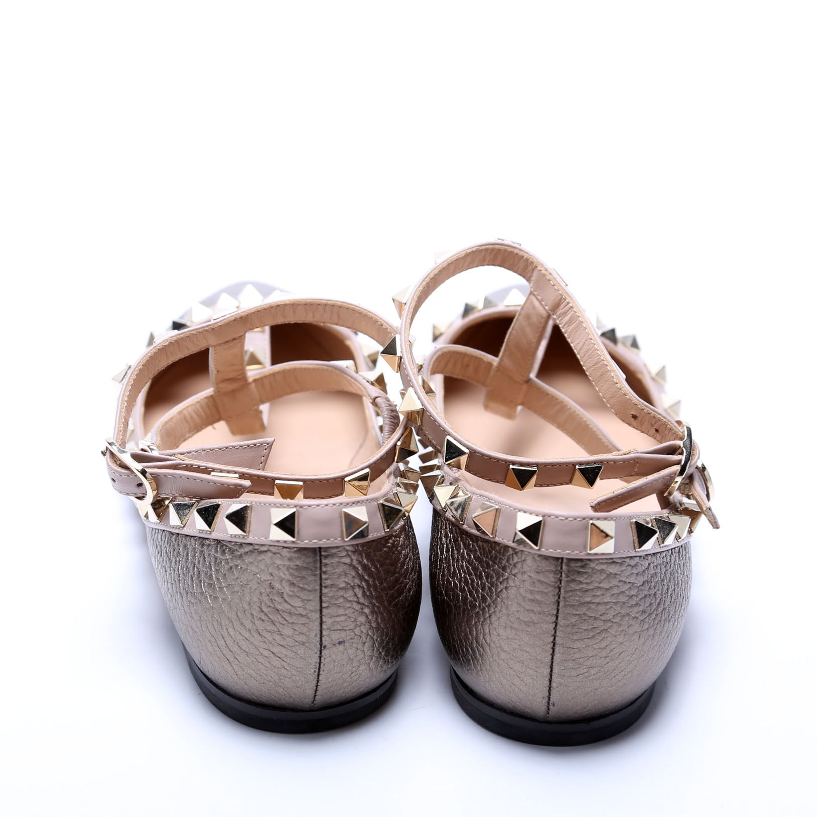 Rockstud Caged Flats Size 37 Gold