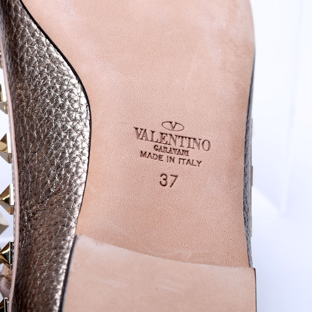 Rockstud Caged Flats Size 37 Gold