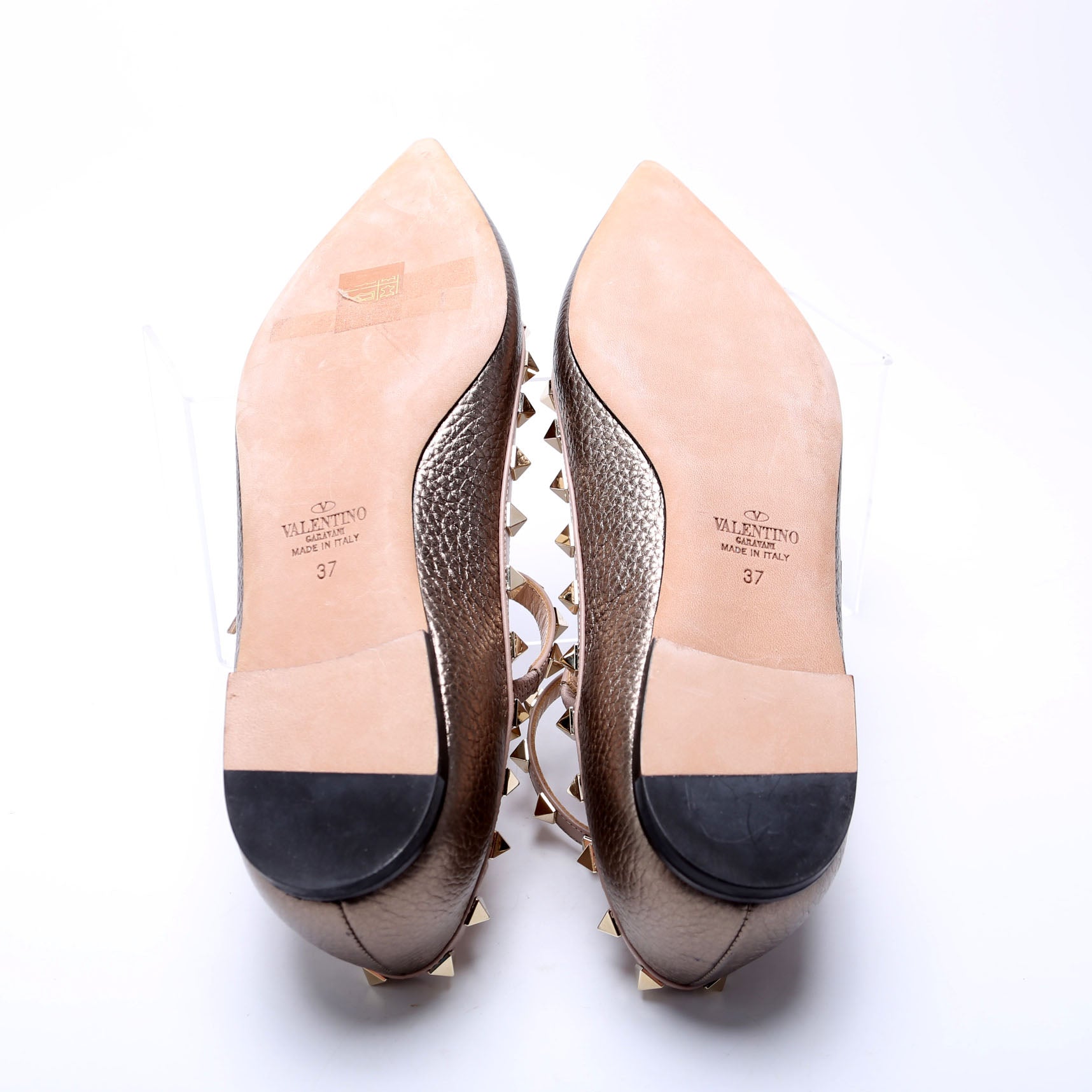 Rockstud Caged Flats Size 37 Gold