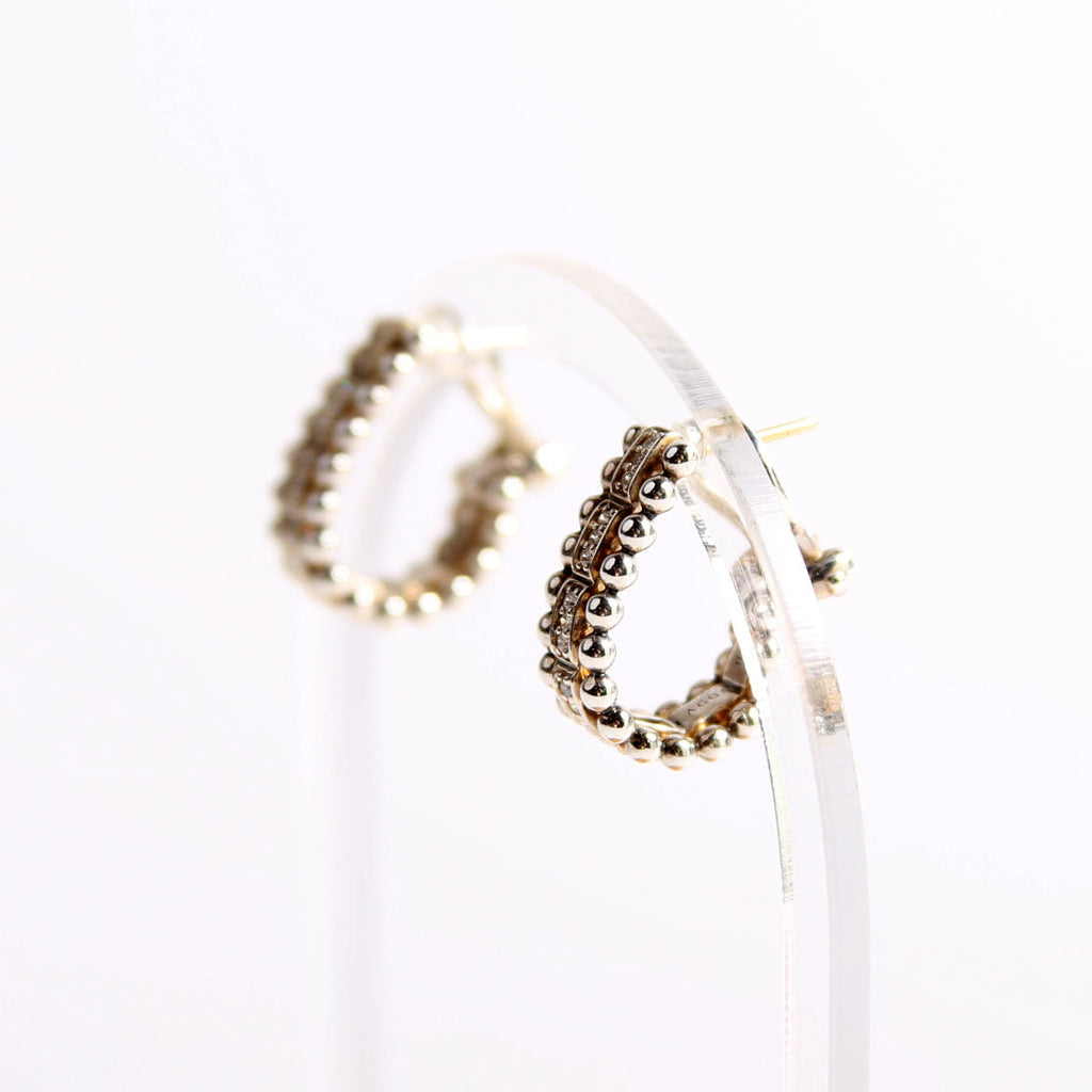 Caviar Spark Diamond Huggies Earrings Silver