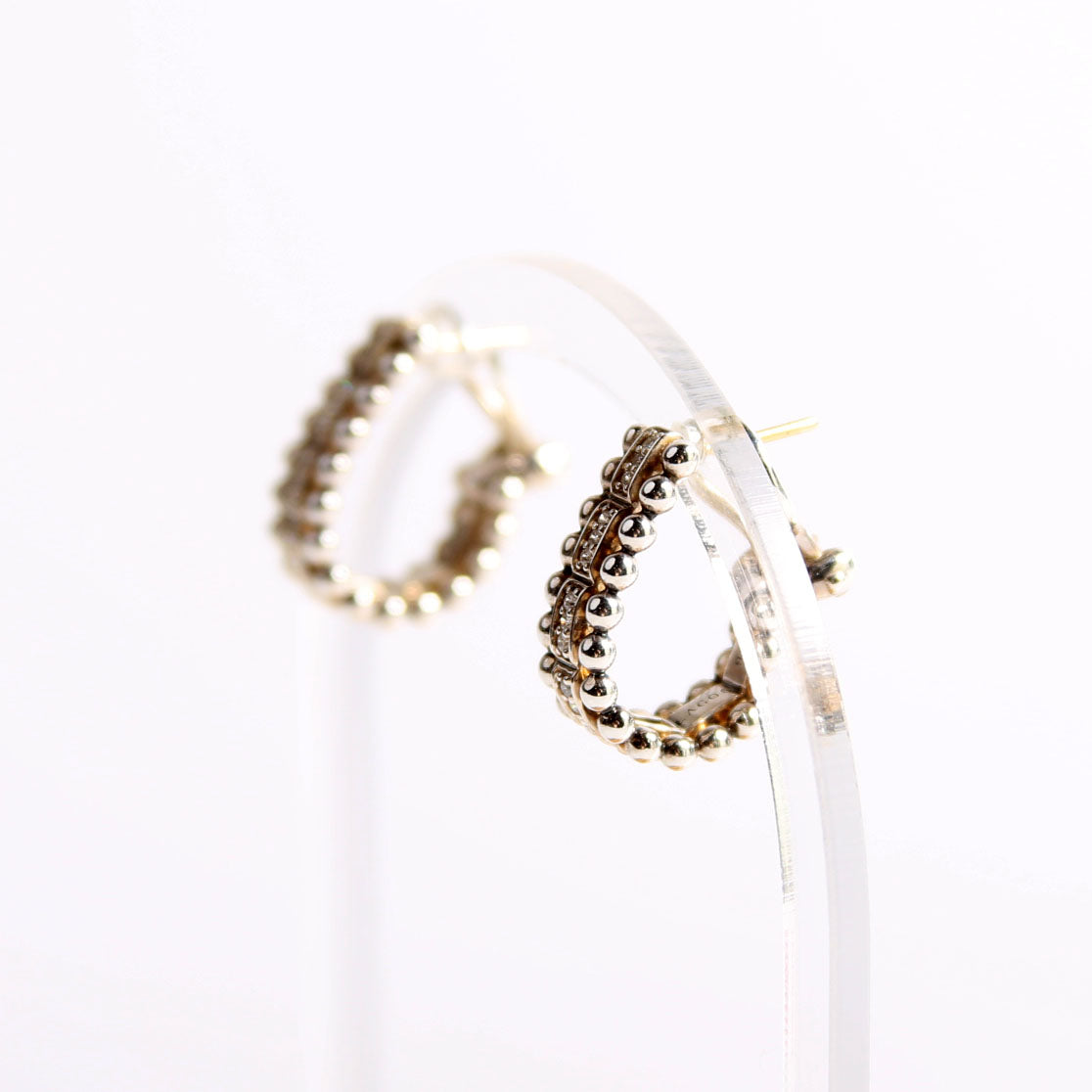 Caviar Spark Diamond Huggies Earrings Silver
