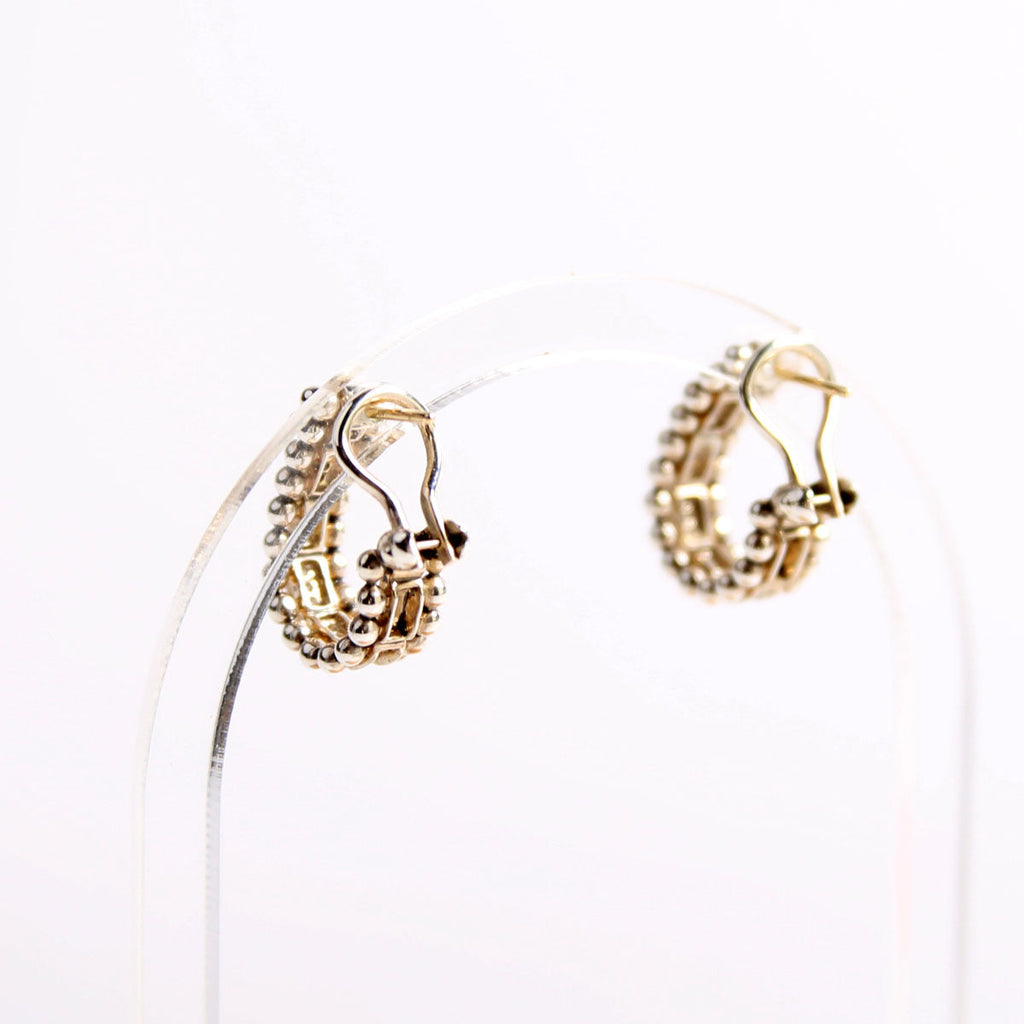 Caviar Spark Diamond Huggies Earrings Silver