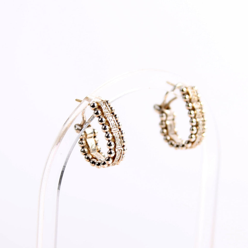 Caviar Spark Diamond Huggies Earrings Silver