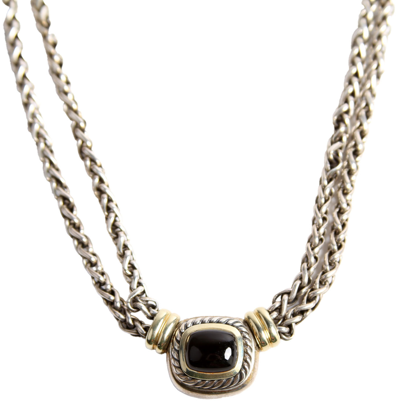 Double Wheat Chain Necklace 925/750/Onyx