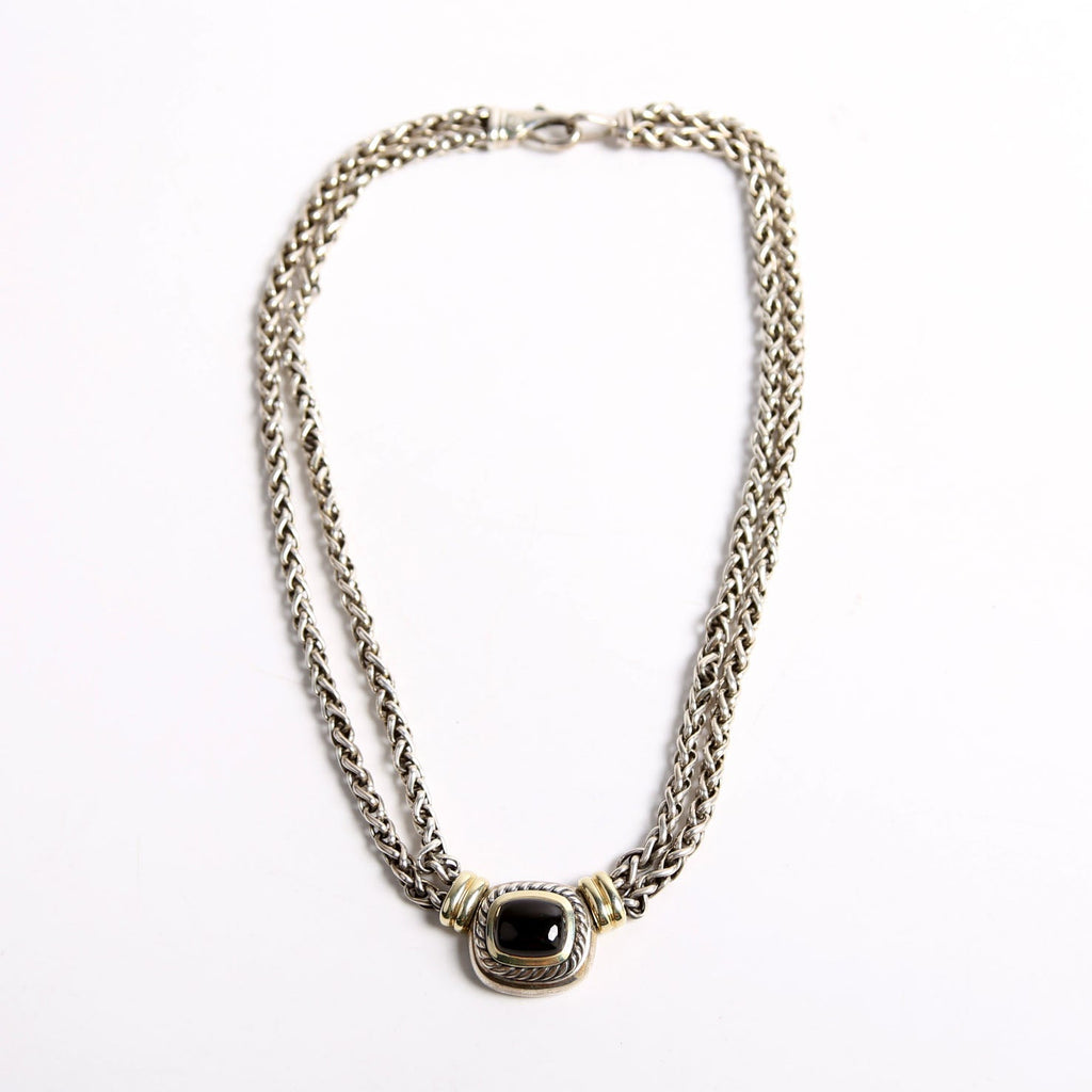 Double Wheat Chain Necklace 925/750/Onyx