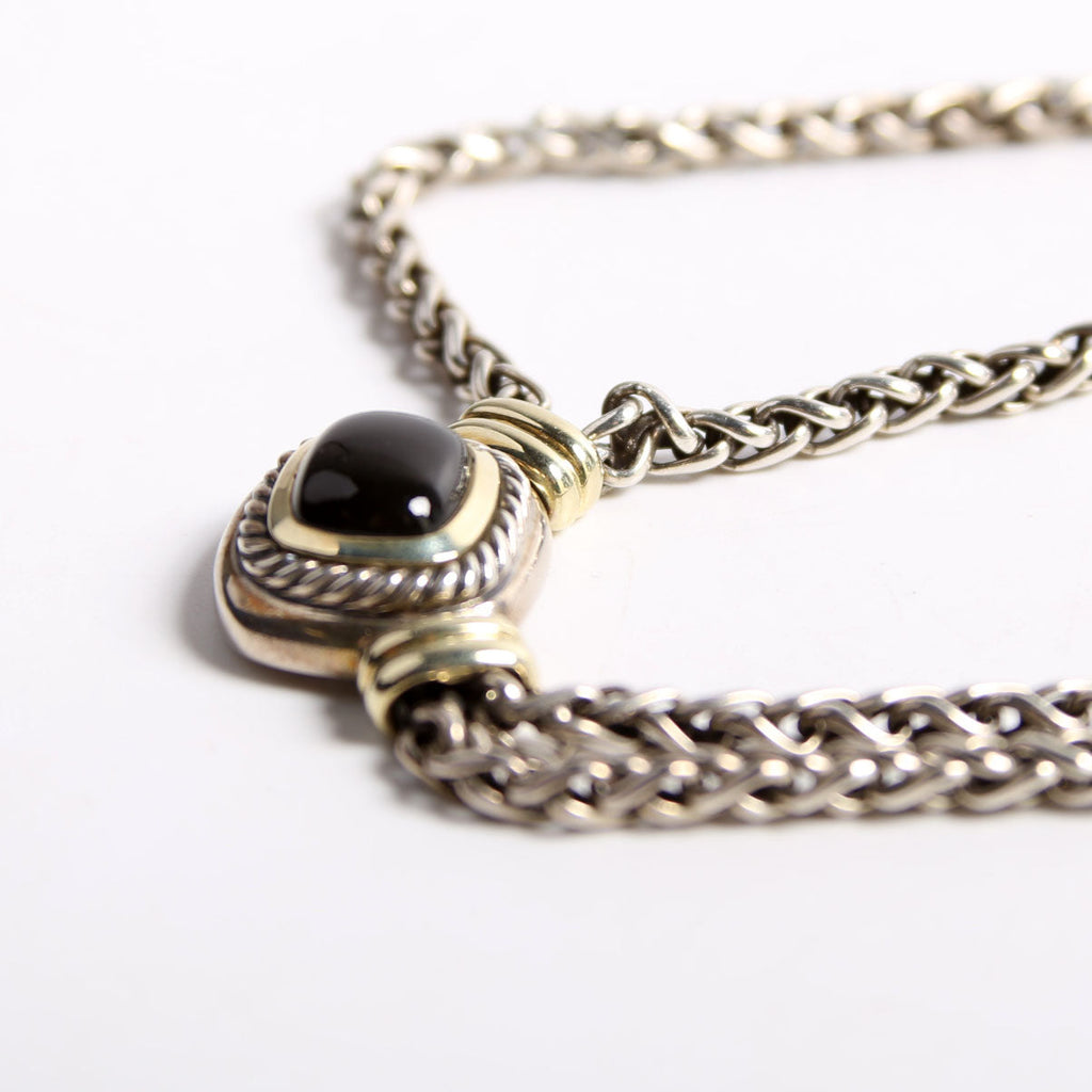 Double Wheat Chain Necklace 925/750/Onyx