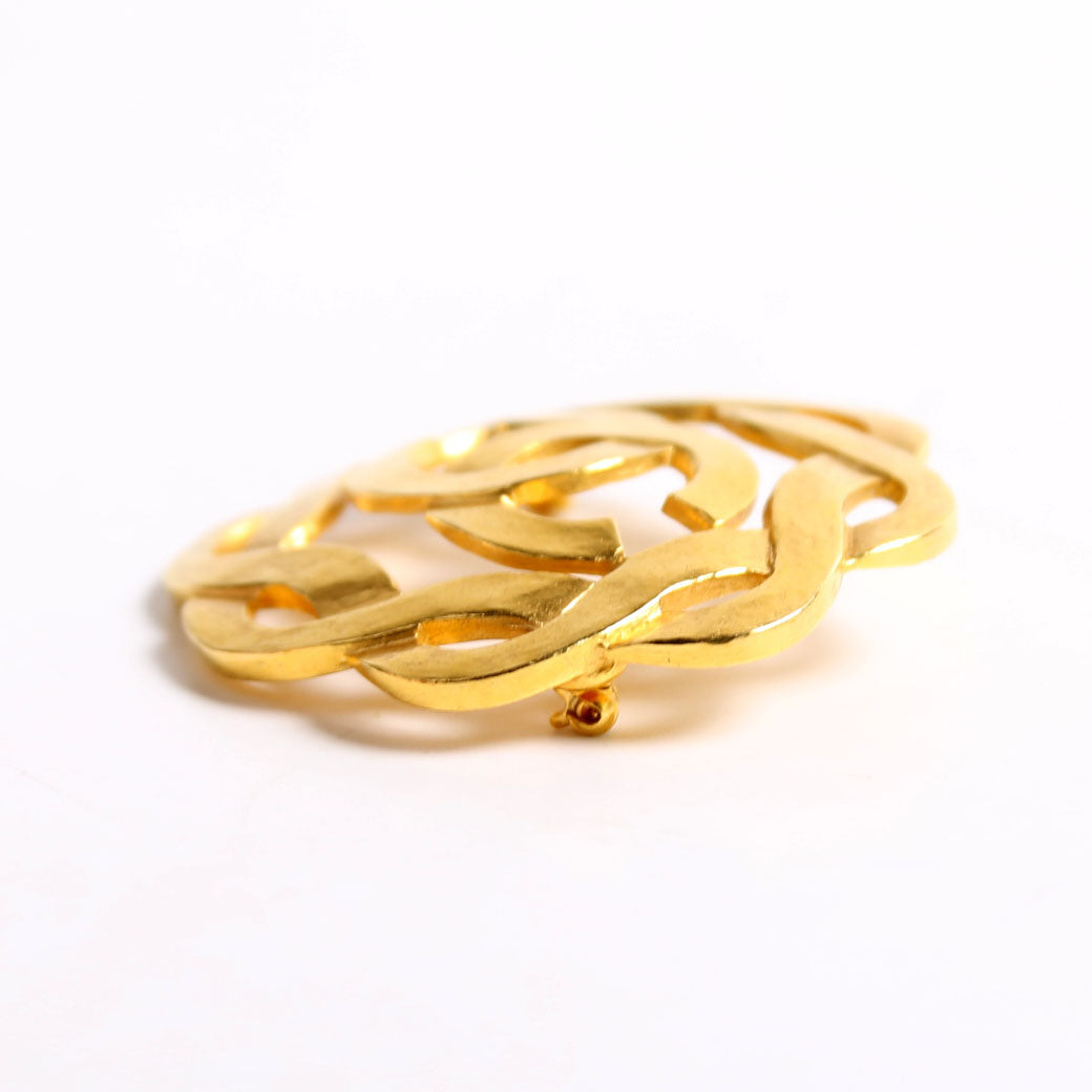 Coco Mark Camellia Vintage Brooch Gold