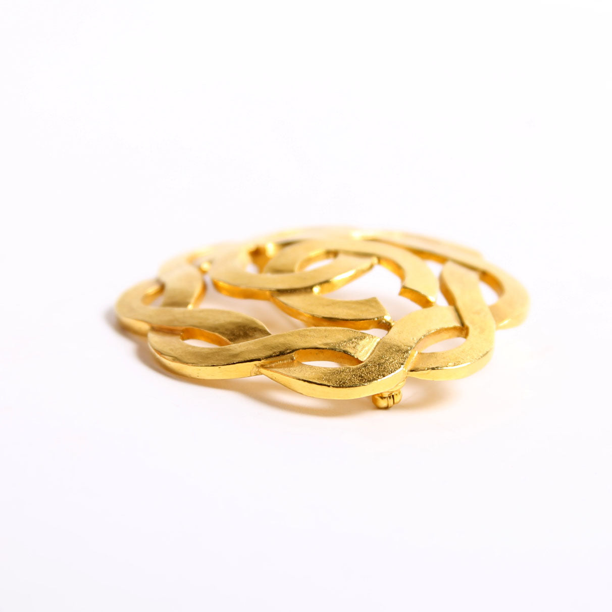 Coco Mark Camellia Vintage Brooch Gold