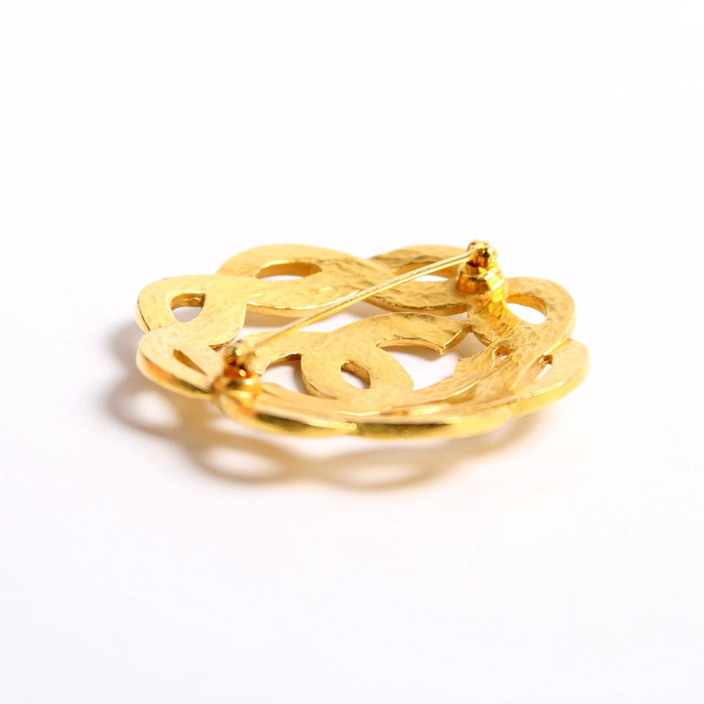 Coco Mark Camellia Vintage Brooch Gold