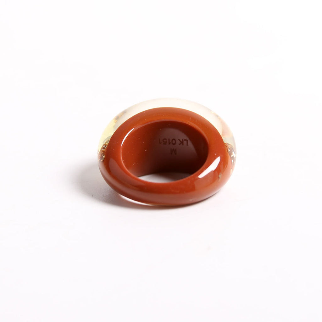 Inclusion Resin Ring Size Medium Brown/Gold