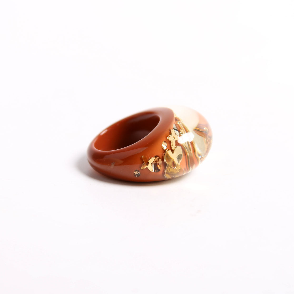 Inclusion Resin Ring Size Medium Brown/Gold