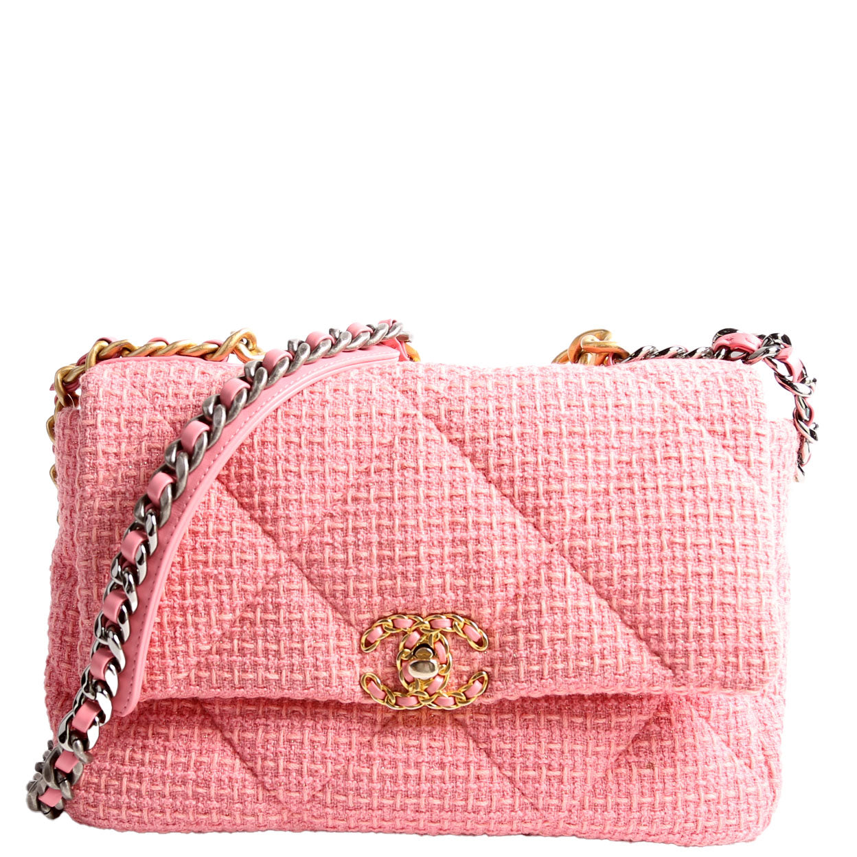 Quilted Tweed 19 Medium Flap Pink