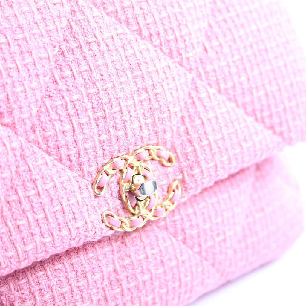 Quilted Tweed 19 Medium Flap Pink