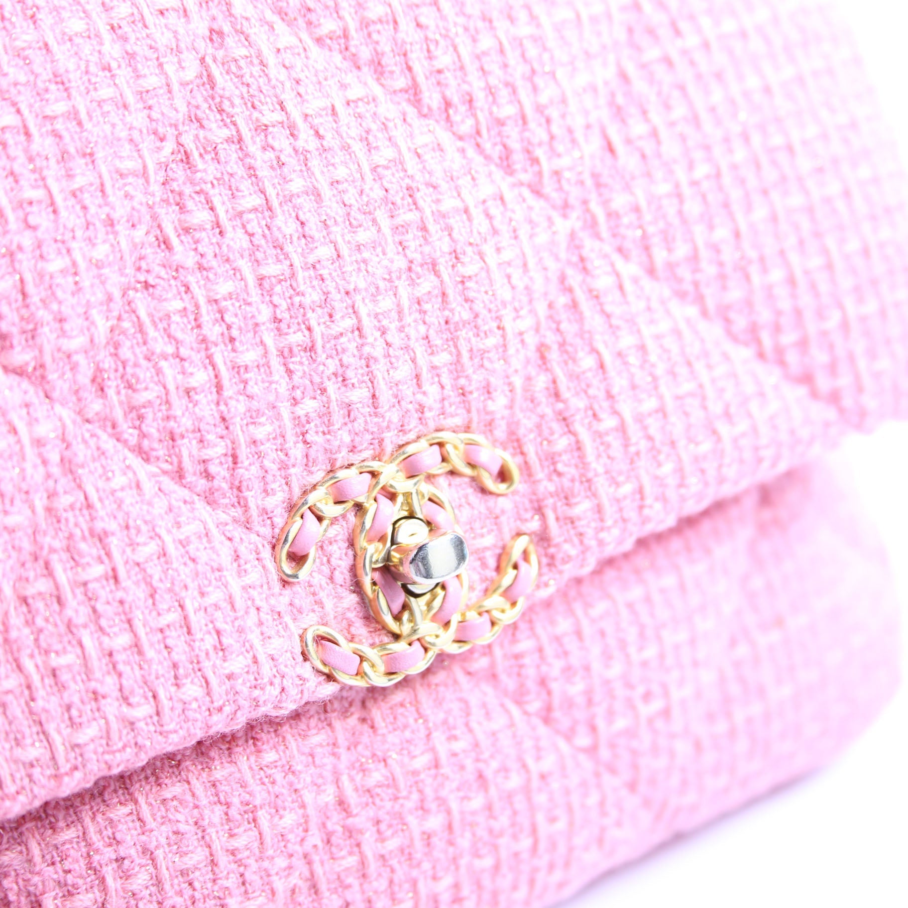 Quilted Tweed 19 Medium Flap Pink