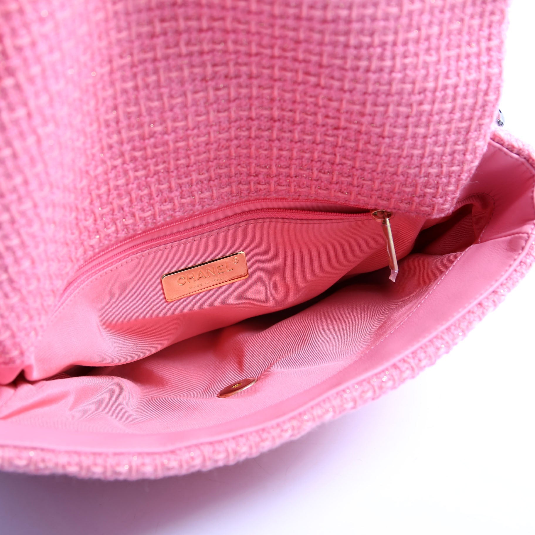 Quilted Tweed 19 Medium Flap Pink