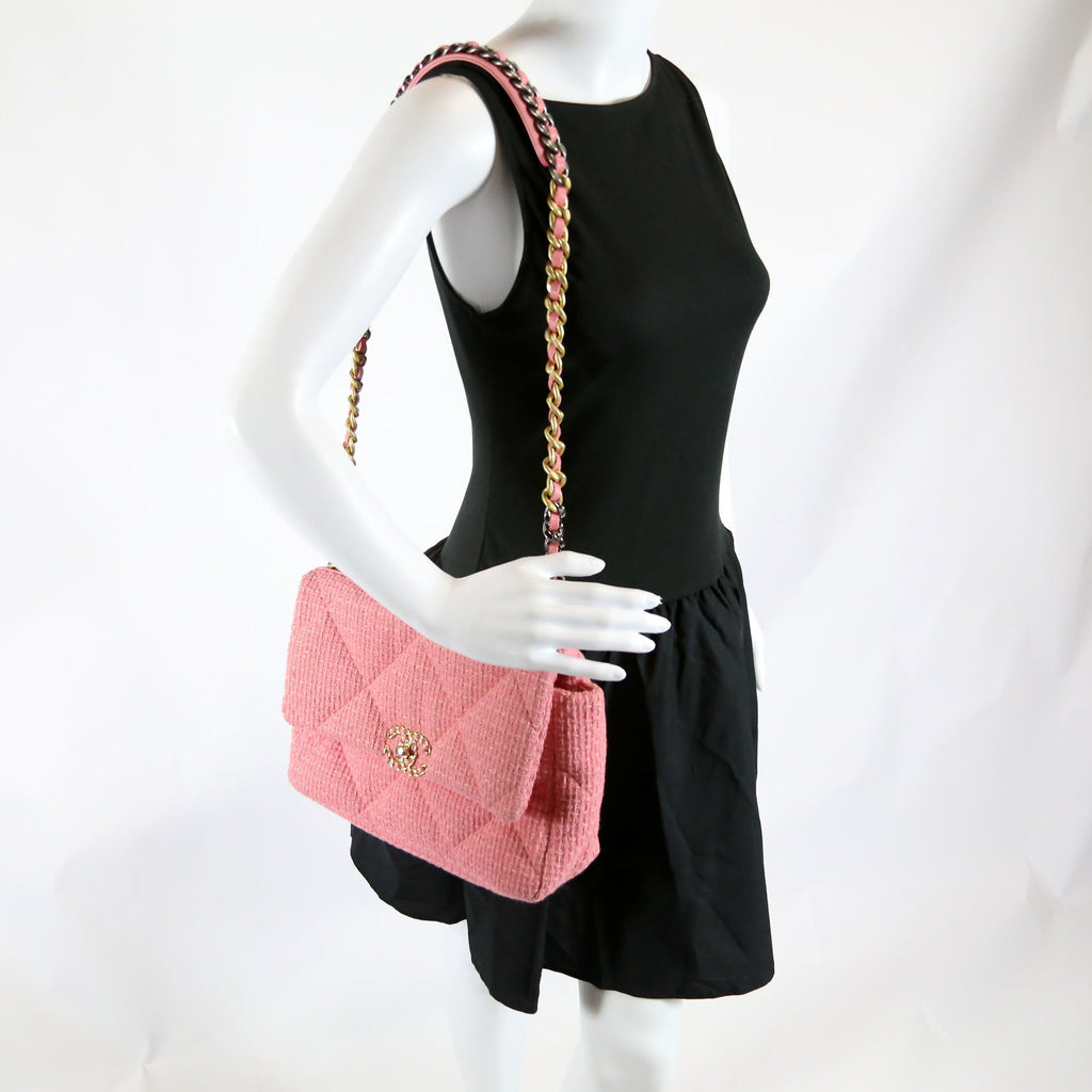 Quilted Tweed 19 Medium Flap Pink
