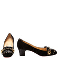 Oaxacana Suede Block Heels Size 39 Black/Gold