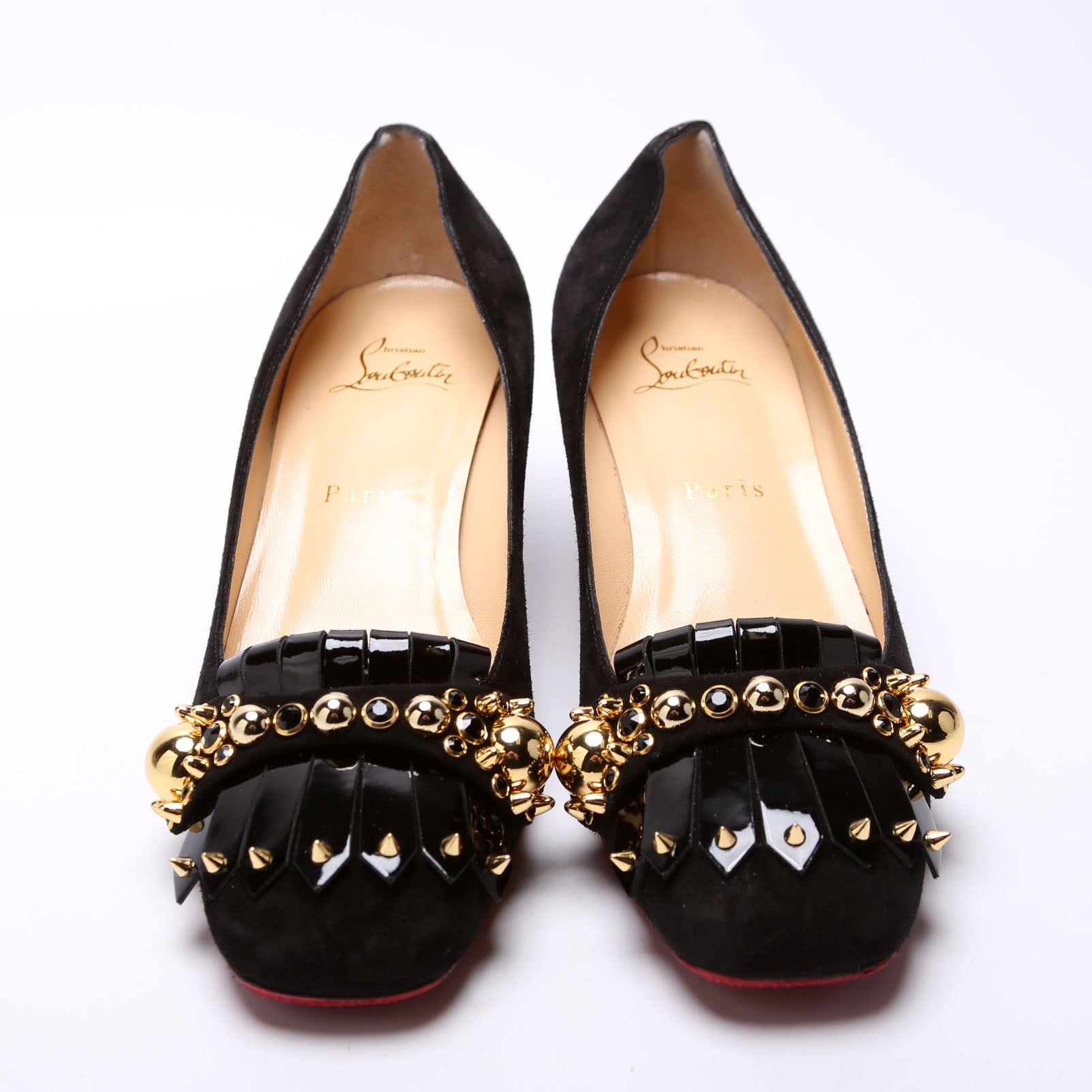 Oaxacana Suede Block Heels Size 39 Black/Gold