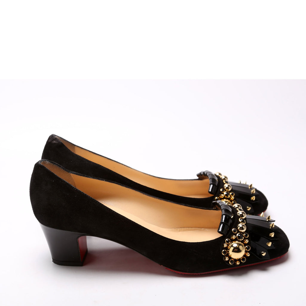 Oaxacana Suede Block Heels Size 39 Black/Gold