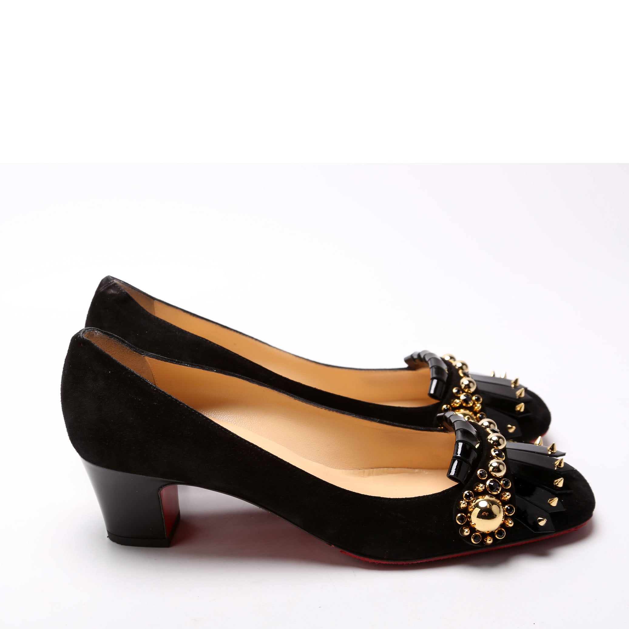 Oaxacana Suede Block Heels Size 39 Black/Gold