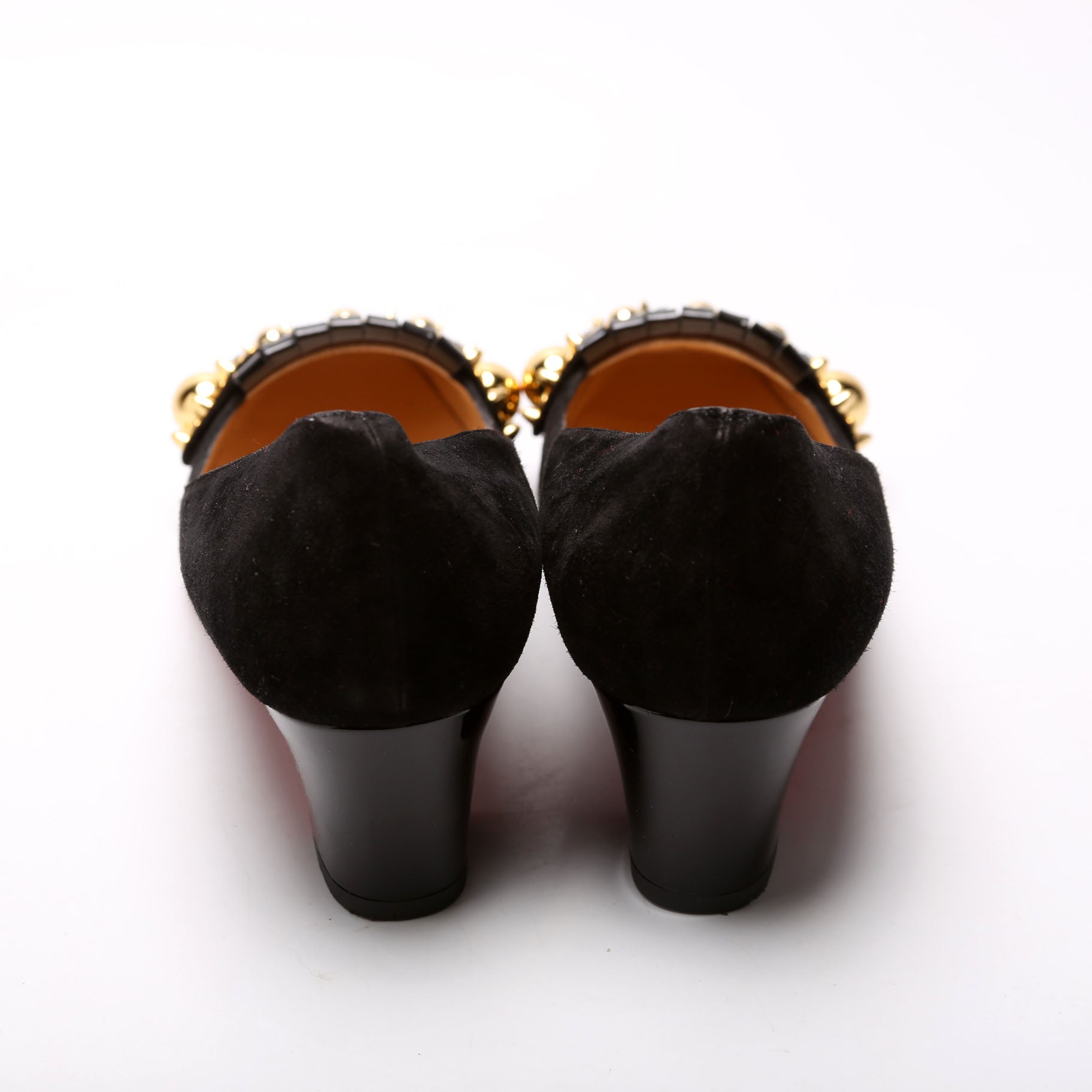 Oaxacana Suede Block Heels Size 39 Black/Gold