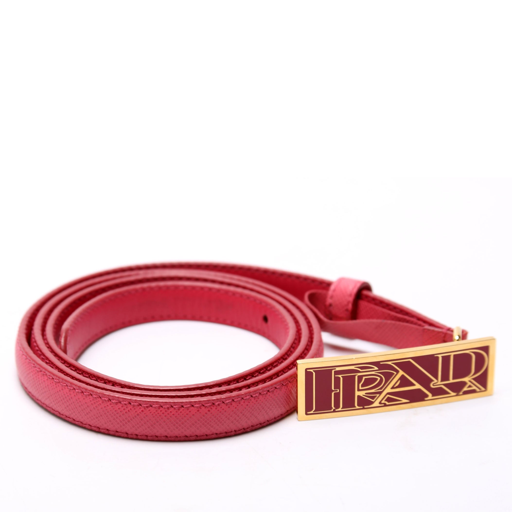 Saffiano Logo Buckle Thin Belt Size 95/38 Pink