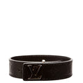 LV Slim Shadow Monogram Leather Bracelet Size 19 Black