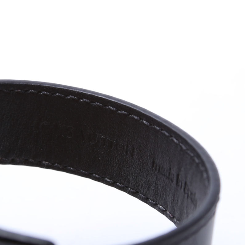 LV Slim Shadow Monogram Leather Bracelet Size 19 Black