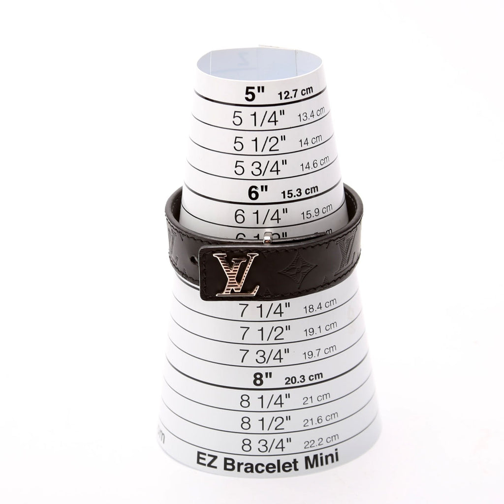 LV Slim Shadow Monogram Leather Bracelet Size 19 Black