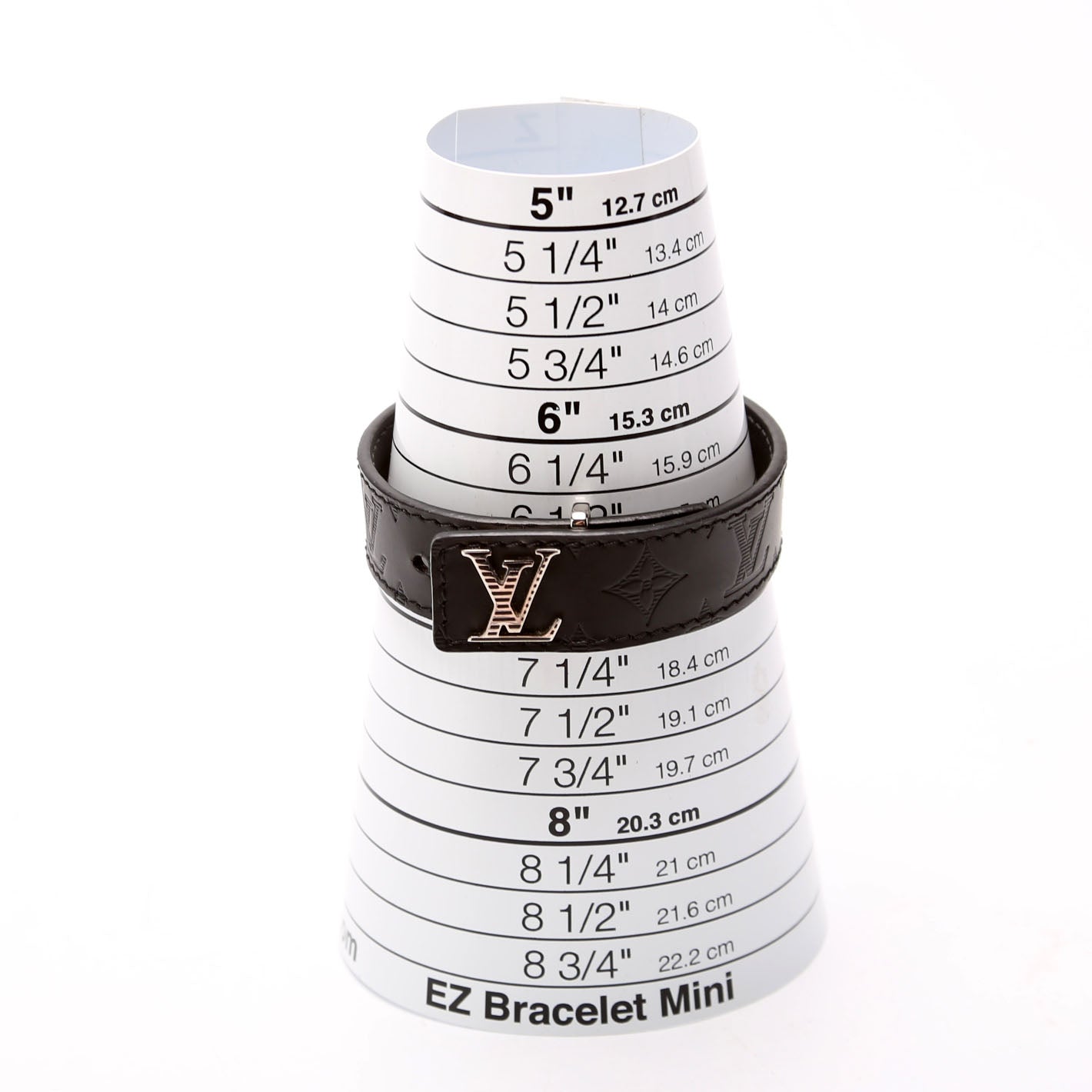 LV Slim Shadow Monogram Leather Bracelet Size 19 Black