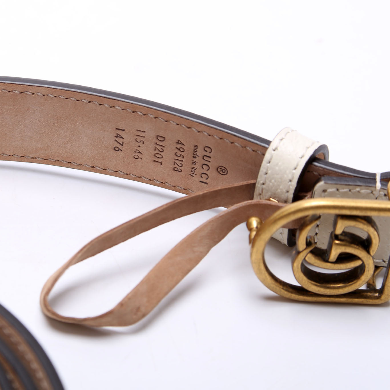 495128 Framed GG Belt Size 115/46 White