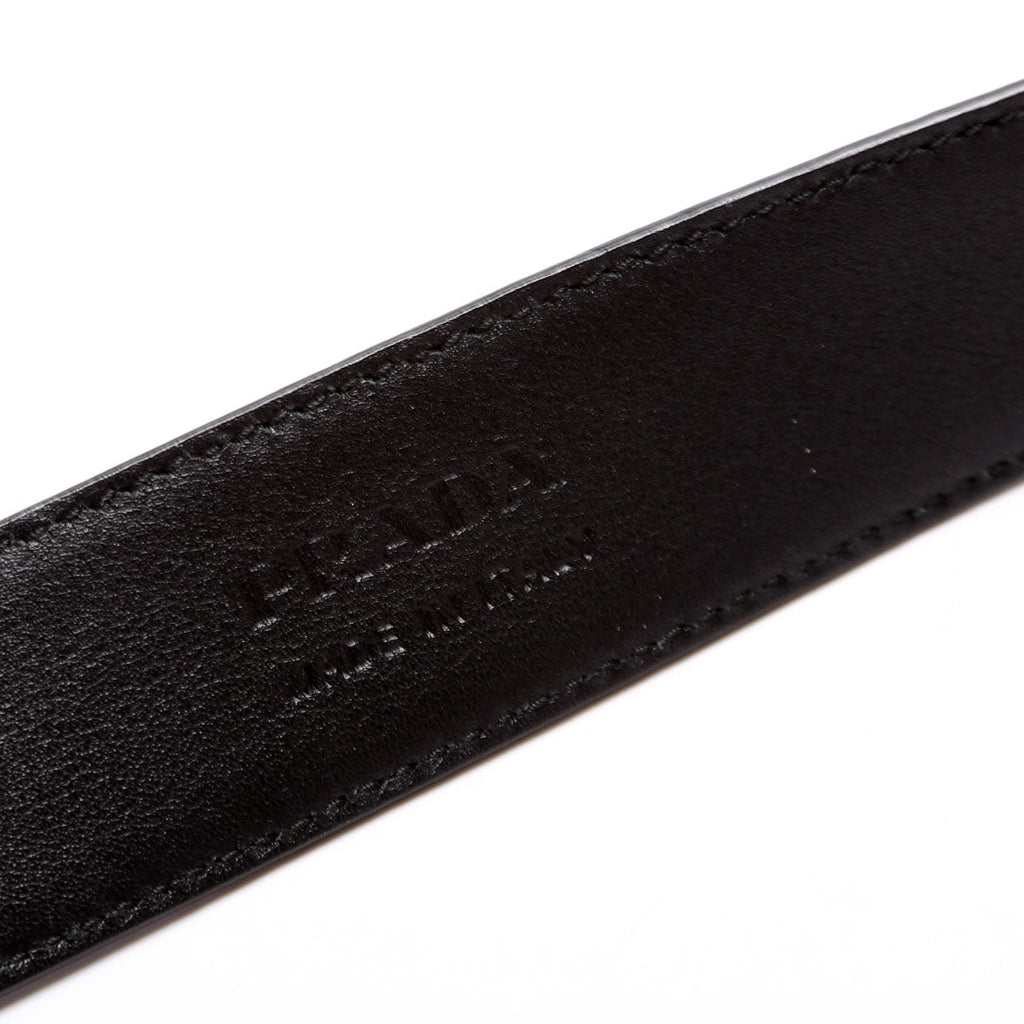 Saffiano Leather Square Belt Size 100/40 Black