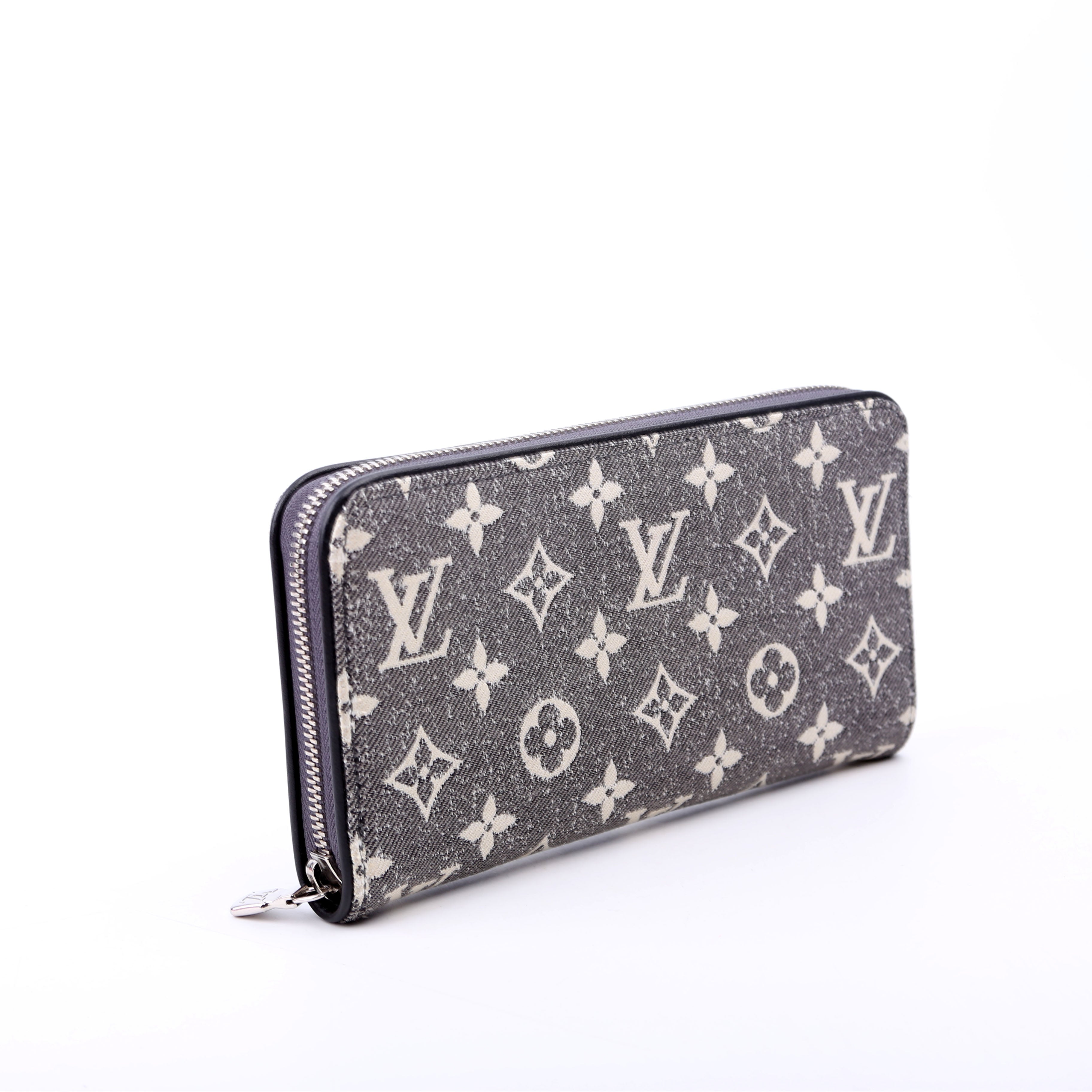Zippy Wallet Denim Monogram Gray