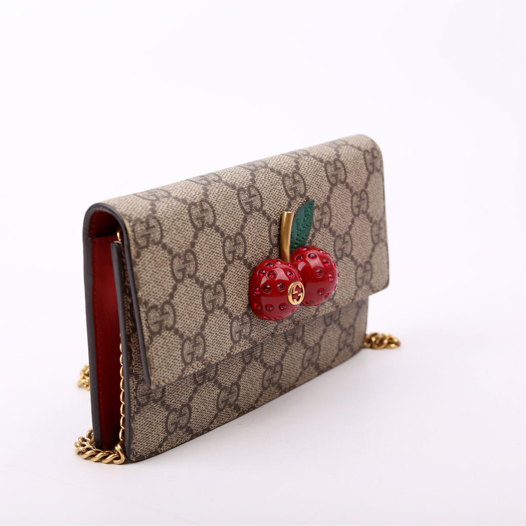 Gucci 481291 GG Supreme Cherries Mini Bag Red