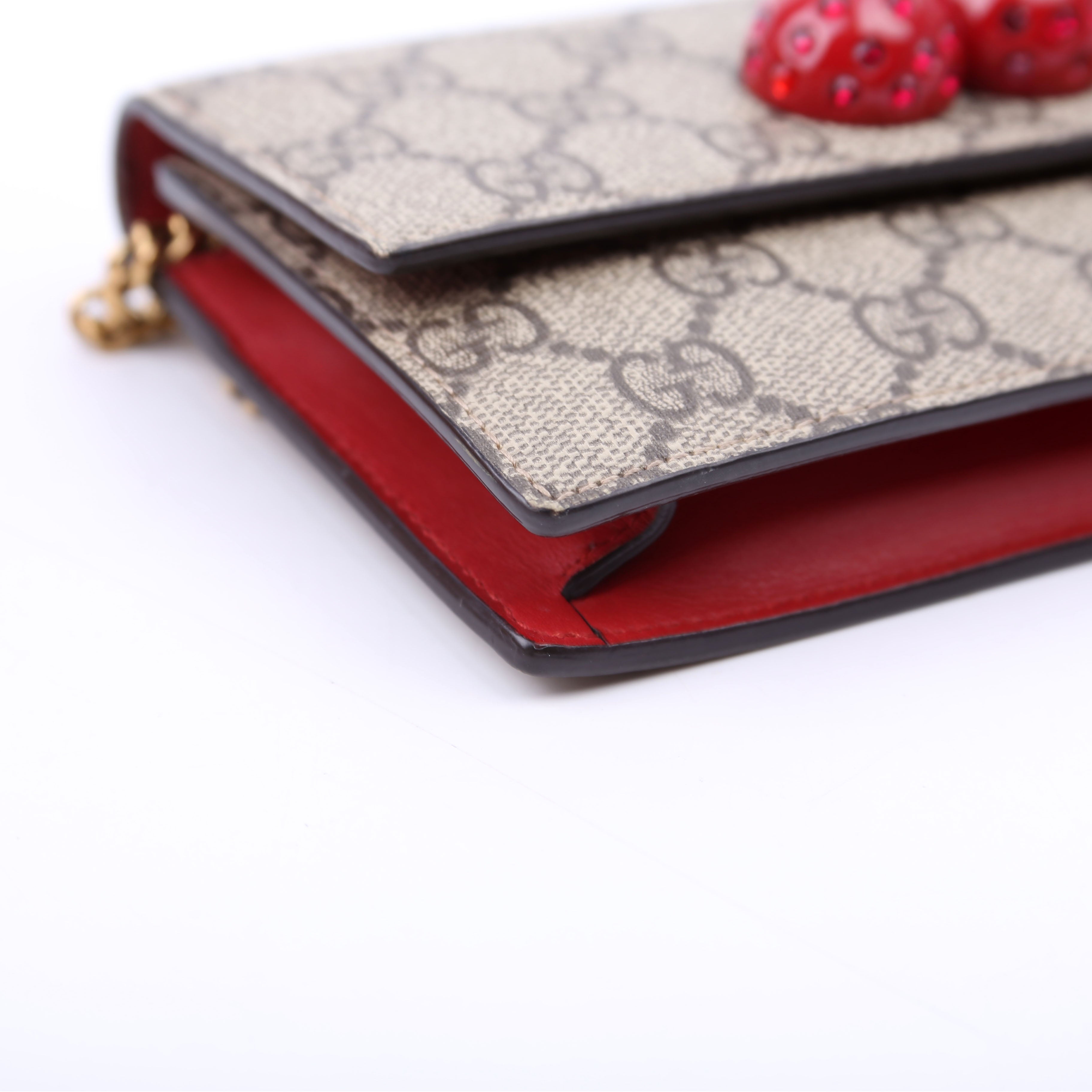 Gucci 481291 GG Supreme Cherries Mini Bag Red