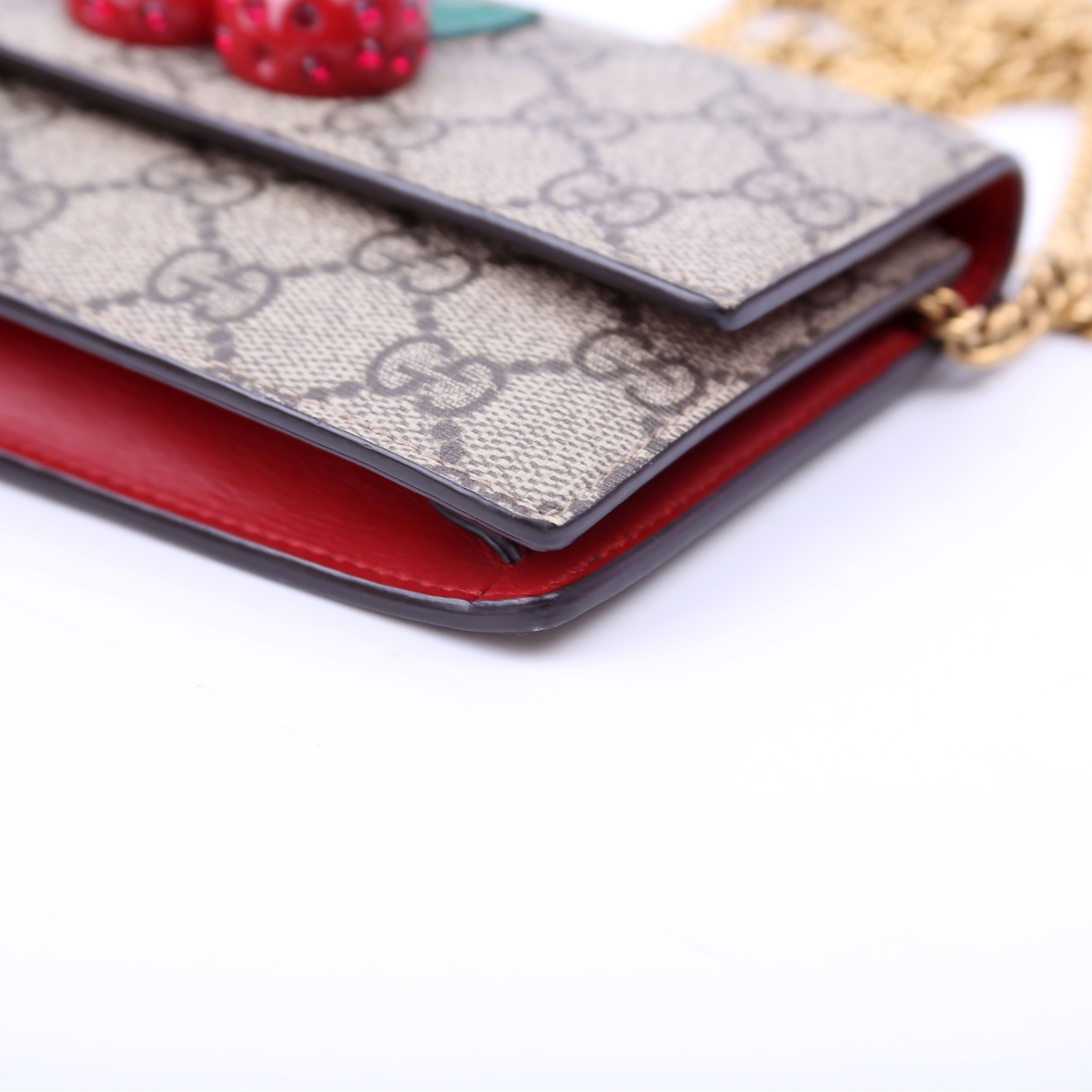 Gucci 481291 GG Supreme Cherries Mini Bag Red