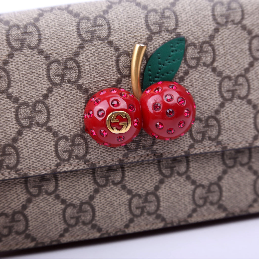 Gucci 481291 GG Supreme Cherries Mini Bag Red