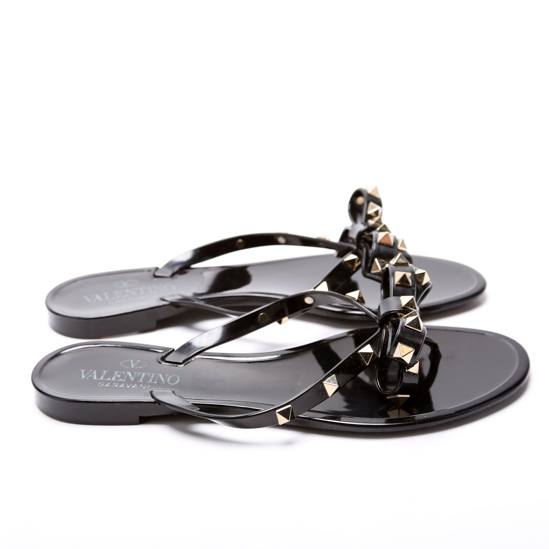 Rockstud Jelly Flip Flops Size 37 Black