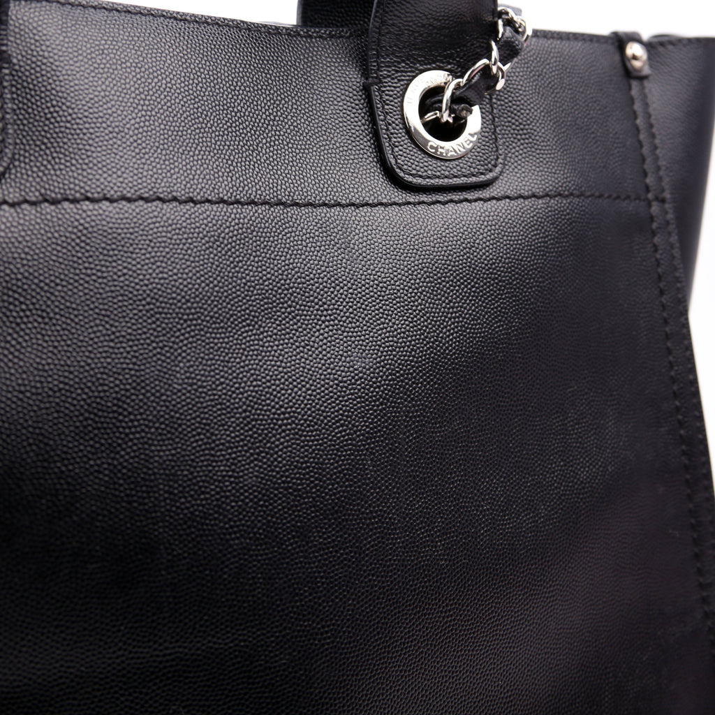 Deauville Studded Caviar Small Tote Black