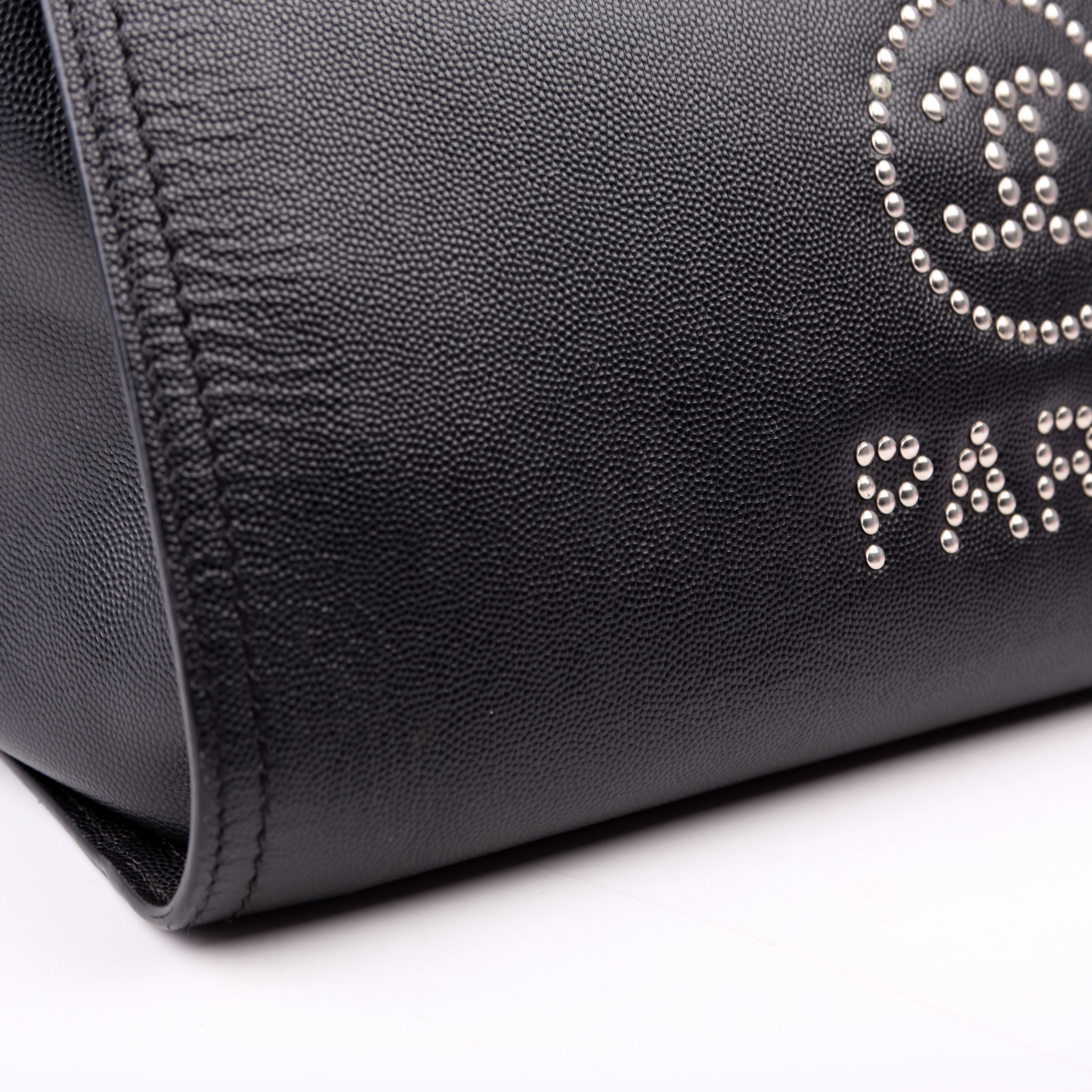 Deauville Studded Caviar Small Tote Black