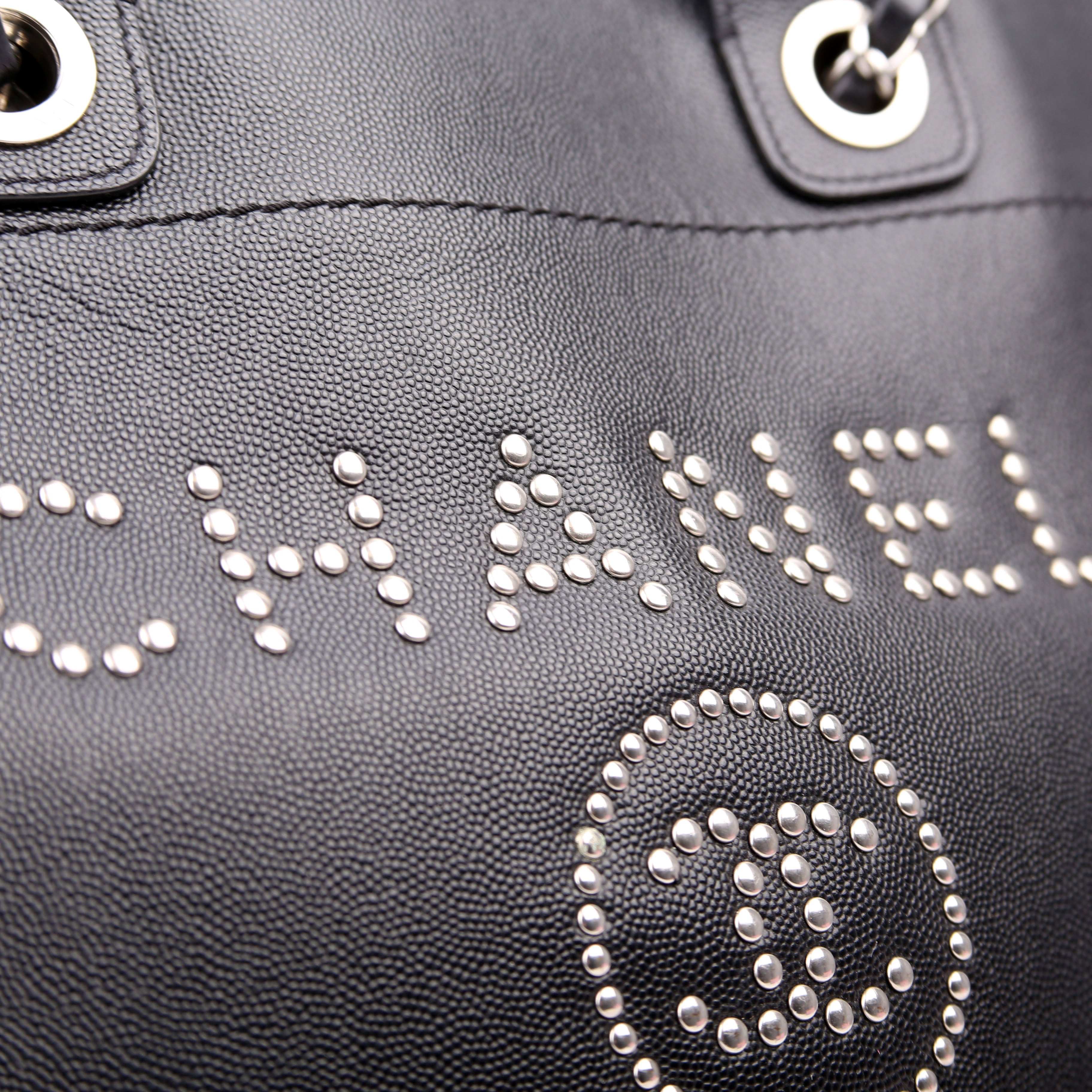 Deauville Studded Caviar Small Tote Black