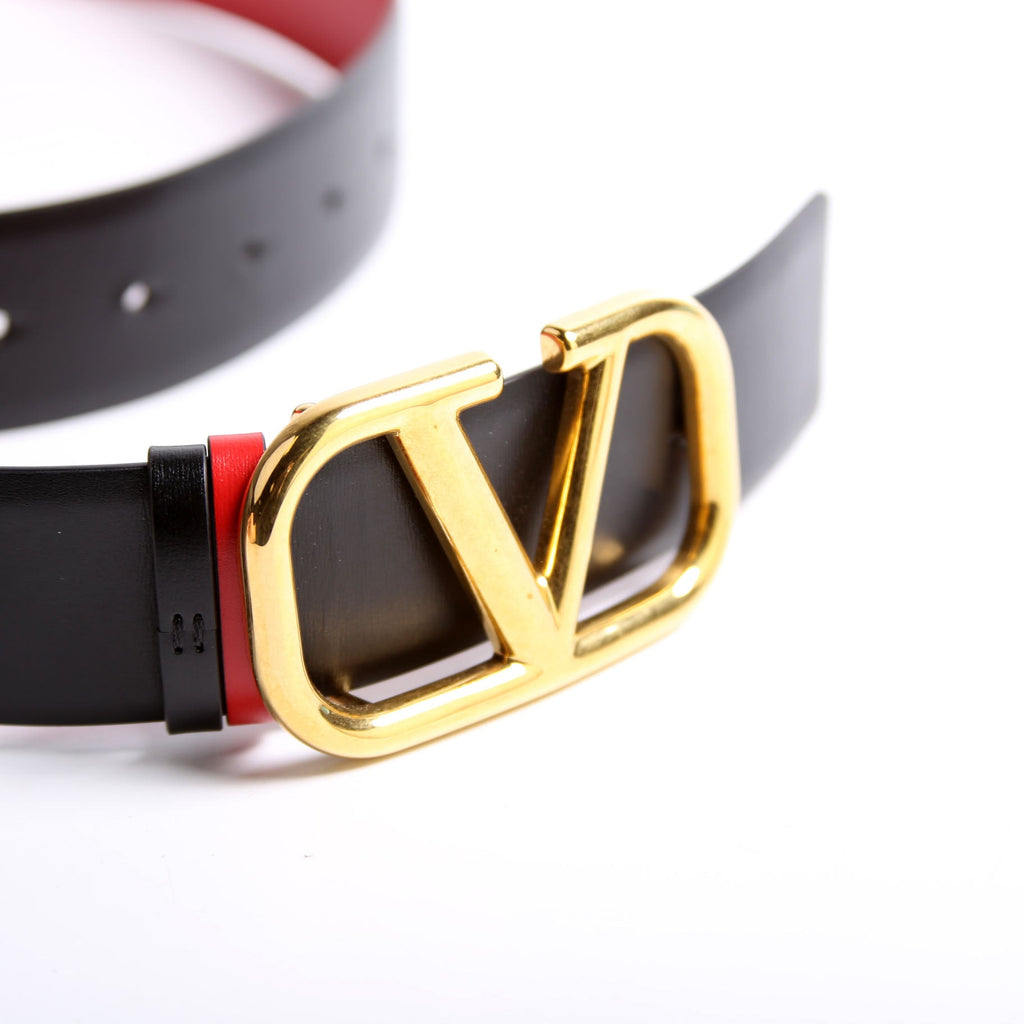 VLogo Signature 40MM Reverse Leather Size 80/32 Black/Red